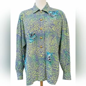 Vintage Size 38 (M) Escada Silk Tiger Print Blouse